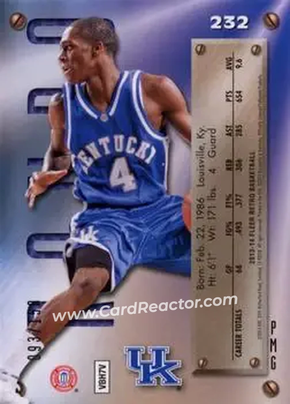 2013-14 Fleer Retro - '95-96 Metal Universe Precious Metal Gems Red #232 - Rajon Rondo - Kentucky Wildcats - Back