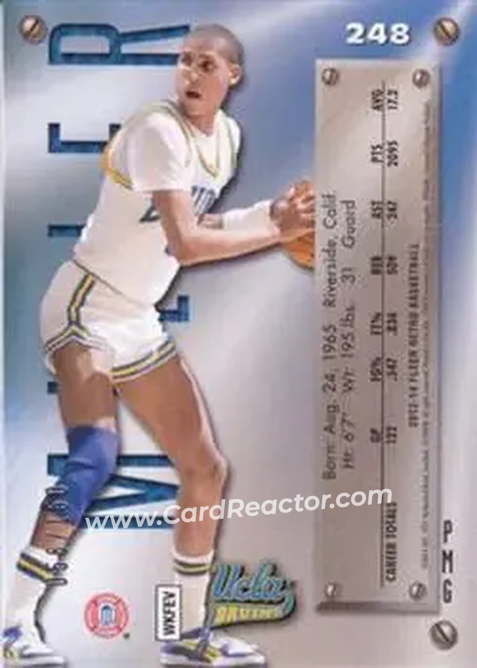 2013-14 Fleer Retro - '95-96 Metal Universe Precious Metal Gems Red #248 - Reggie Miller - UCLA Bruins - Back