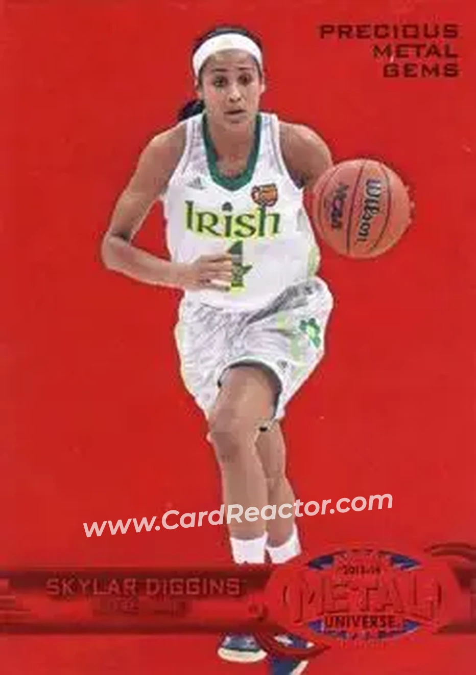 2013-14 Fleer Retro - '97-98 Metal Universe Precious Metal Gems Red #251 - Skylar Diggins - Notre Dame Fighting Irish - Front 2013-14 Fleer Retro - '97-98 Metal Universe Precious Metal Gems Red #251 - Skylar Diggins - Notre Dame Fighting Irish - Front