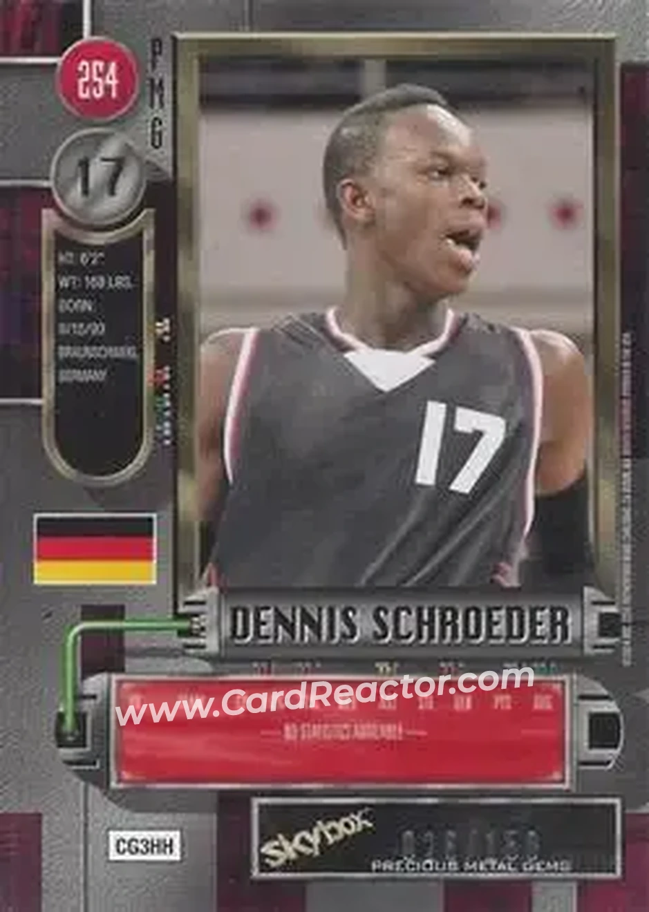 2013-14 Fleer Retro - '97-98 Metal Universe Precious Metal Gems Red #254 - Dennis Schroder - Phantoms Braunschweig - Back 2013-14 Fleer Retro - '97-98 Metal Universe Precious Metal Gems Red #254 - Dennis Schroder - Phantoms Braunschweig - Back