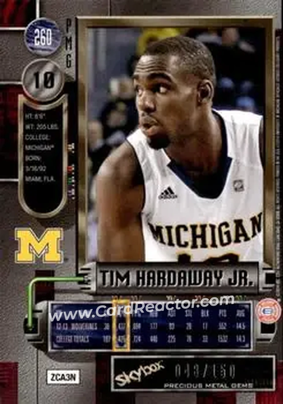 2013-14 Fleer Retro - '97-98 Metal Universe Precious Metal Gems Red #260 - Tim Hardaway Jr. - Michigan Wolverines - Back