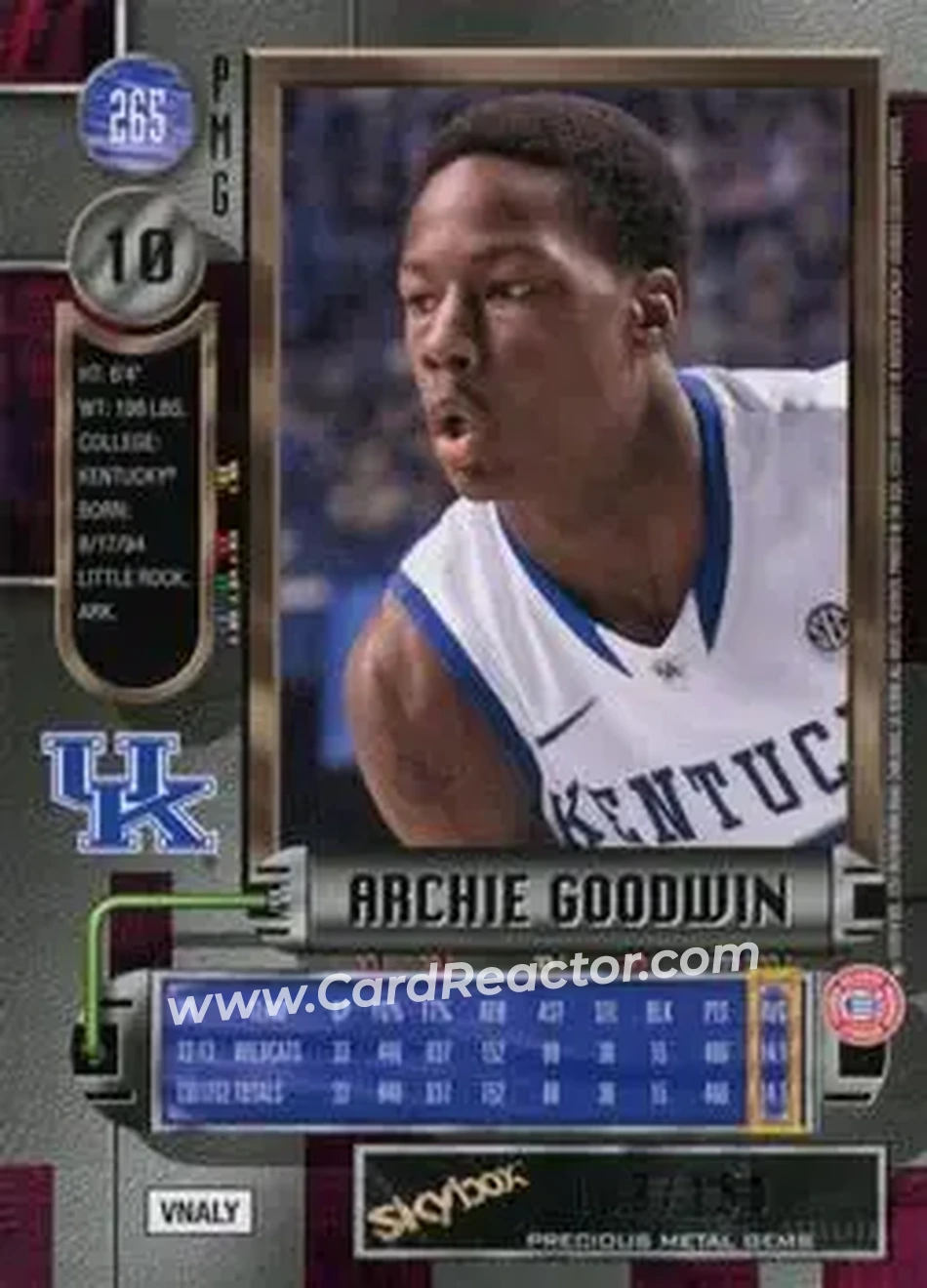 2013-14 Fleer Retro - '97-98 Metal Universe Precious Metal Gems Red #265 - Archie Goodwin - Kentucky Wildcats - Back