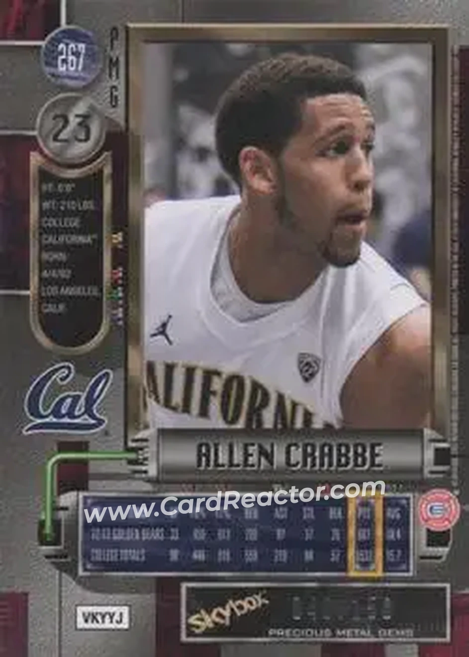 2013-14 Fleer Retro - '97-98 Metal Universe Precious Metal Gems Red #267 - Allen Crabbe - California Golden Bears - Back