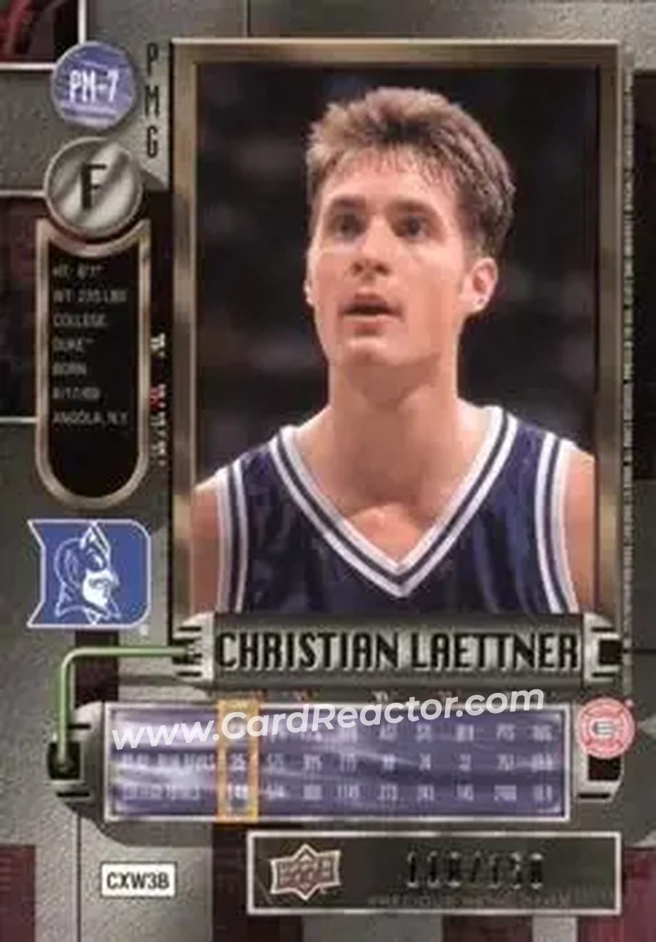 2011-12 Fleer Retro - Precious Metal Gems Red #PM-7 - Christian Laettner - Duke Blue Devils - Back