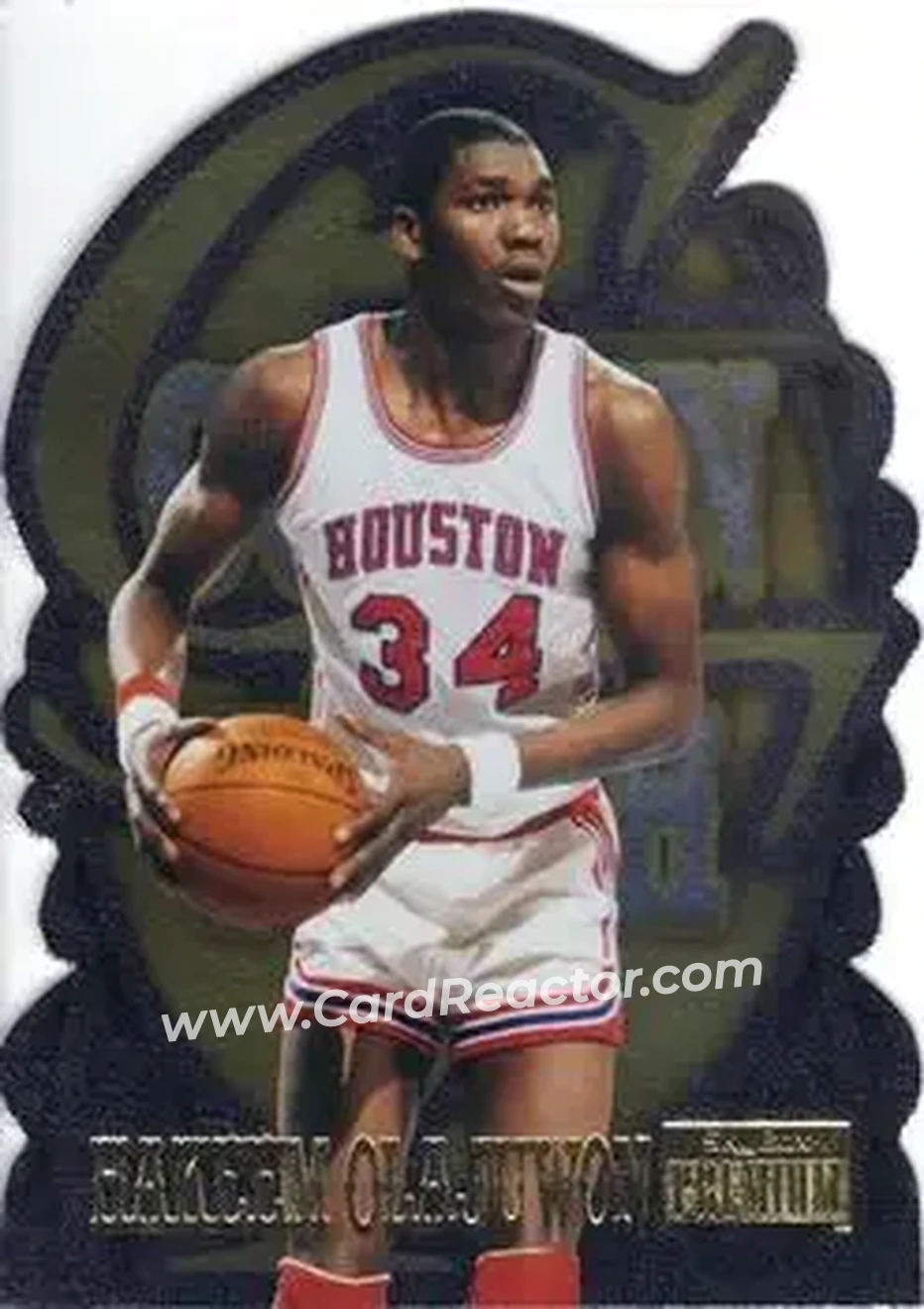 2013-14 Fleer Retro - '96-97 SkyBox Premium Golden Touch #4 - Hakeem Olajuwon - Houston Cougars - Front