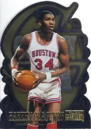 2013-14 Fleer Retro - '96-97 SkyBox Premium Golden Touch #4 - Hakeem Olajuwon - Houston Cougars