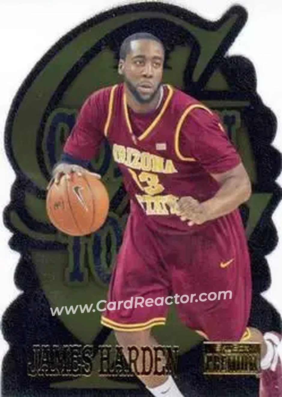 2013-14 Fleer Retro - '96-97 SkyBox Premium Golden Touch #20 - James Harden - Arizona State Sun Devils - Front 2013-14 Fleer Retro - '96-97 SkyBox Premium Golden Touch #20 - James Harden - Arizona State Sun Devils - Front