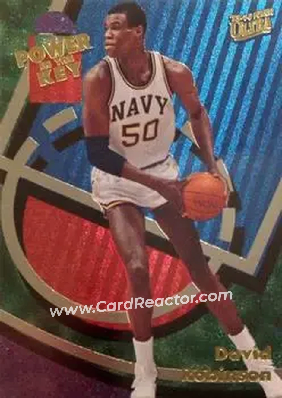 2013-14 Fleer Retro - '93-94 Ultra Power in the Key #5 - David Robinson - Navy Midshipmen - Front