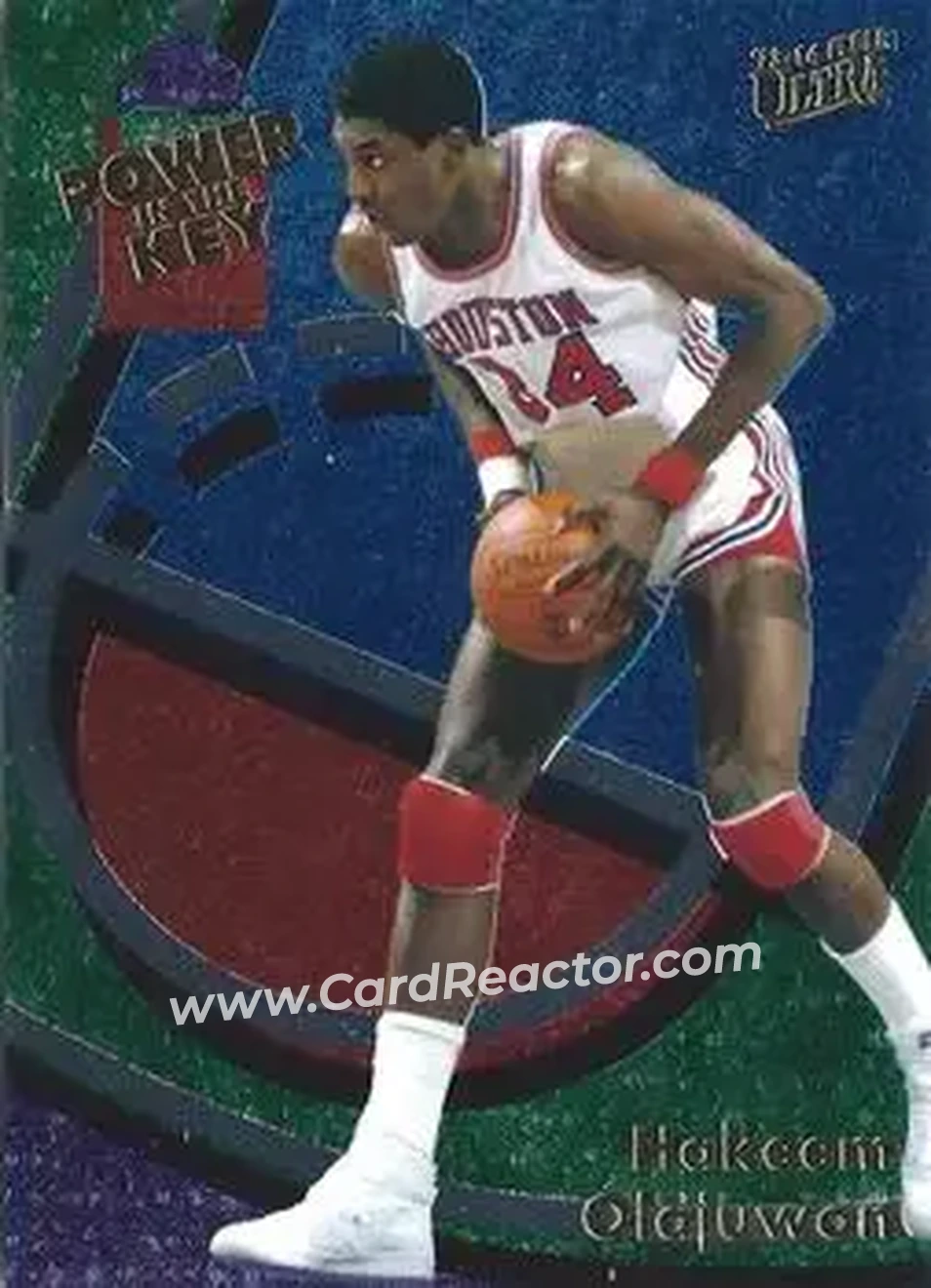 2013-14 Fleer Retro - '93-94 Ultra Power in the Key #8 - Hakeem Olajuwon - Houston Cougars - Front