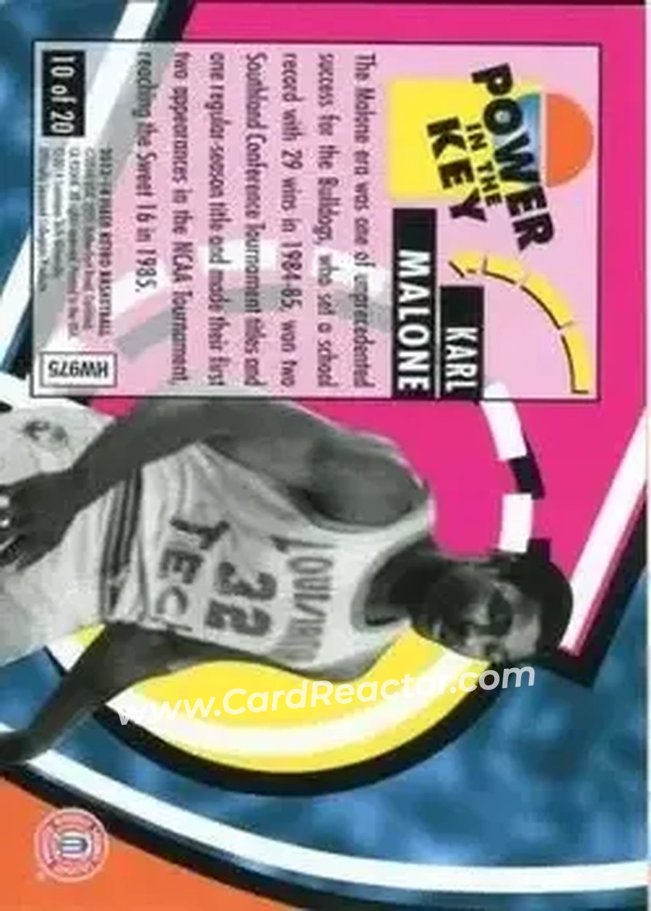 2013-14 Fleer Retro - '93-94 Ultra Power in the Key #10 - Karl Malone - Louisiana Tech Bulldogs - Back