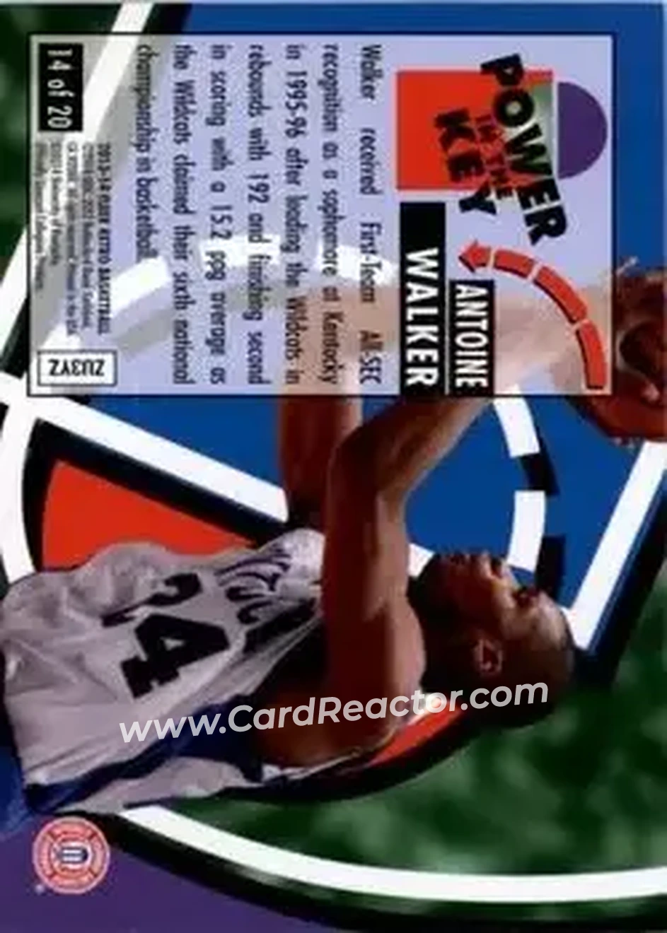 2013-14 Fleer Retro - '93-94 Ultra Power in the Key #14 - Antoine Walker - Kentucky Wildcats - Back 2013-14 Fleer Retro - '93-94 Ultra Power in the Key #14 - Antoine Walker - Kentucky Wildcats - Back