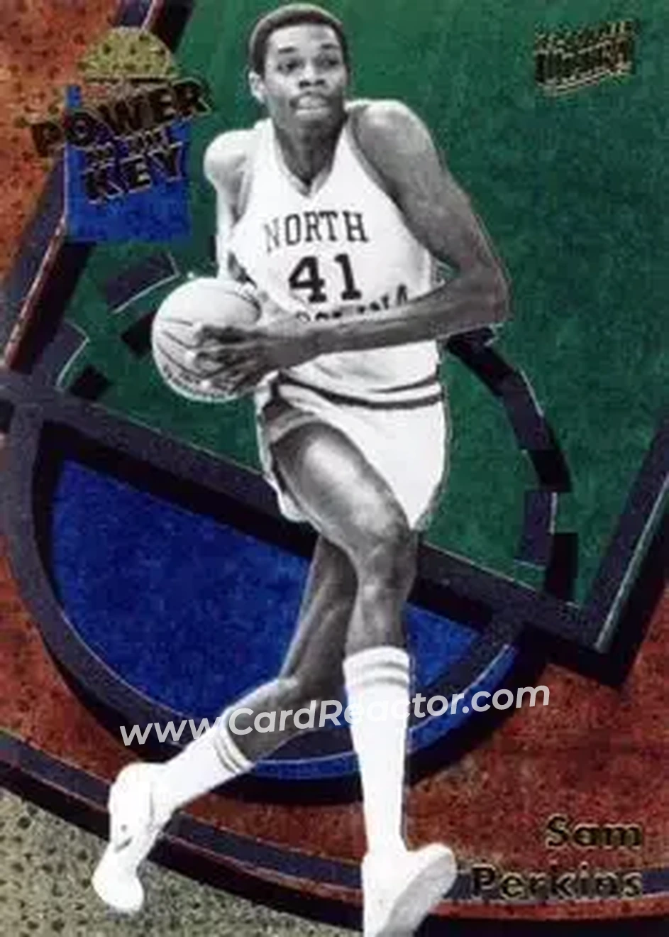 2013-14 Fleer Retro - '93-94 Ultra Power in the Key #18 - Sam Perkins - North Carolina Tar Heels - Front