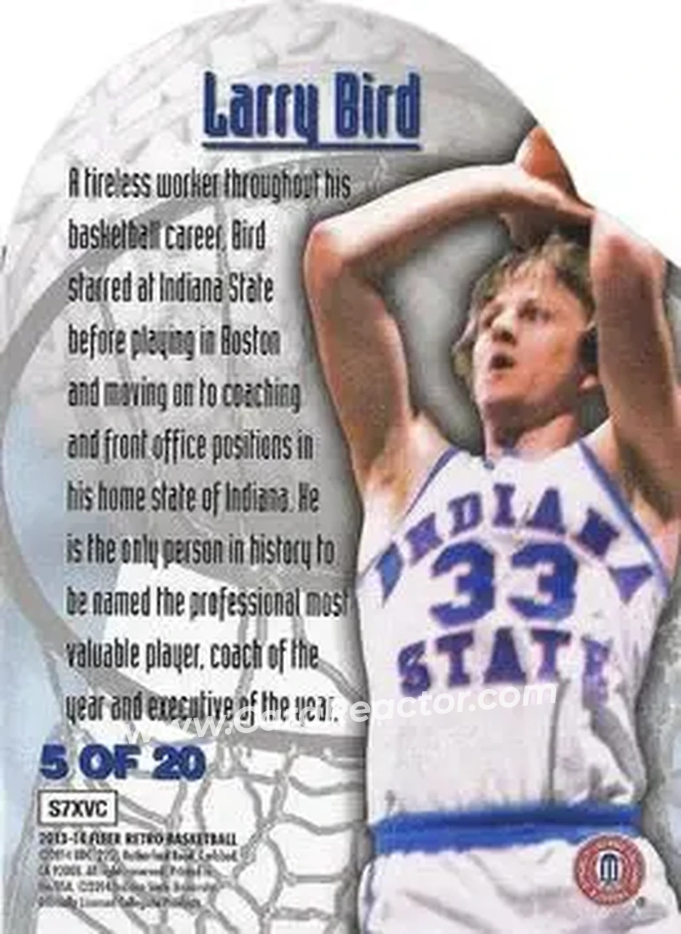 2013-14 Fleer Retro - '95-96 Metal Universe Maximum Metal #5 - Larry Bird - Indiana State Sycamores - Back