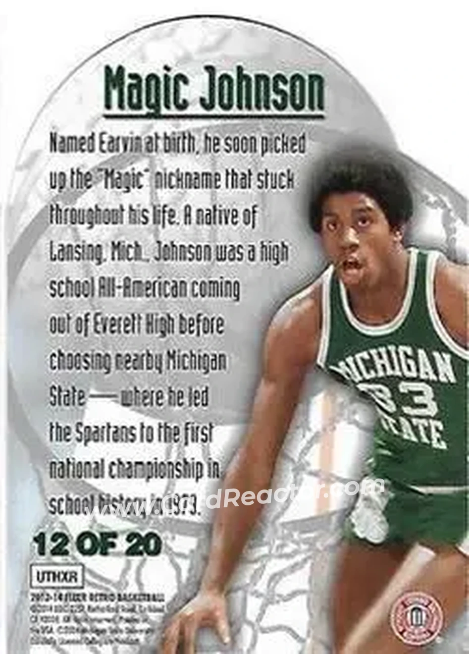 2013-14 Fleer Retro - '95-96 Metal Universe Maximum Metal #12 - Magic Johnson - Michigan State Spartans - Back