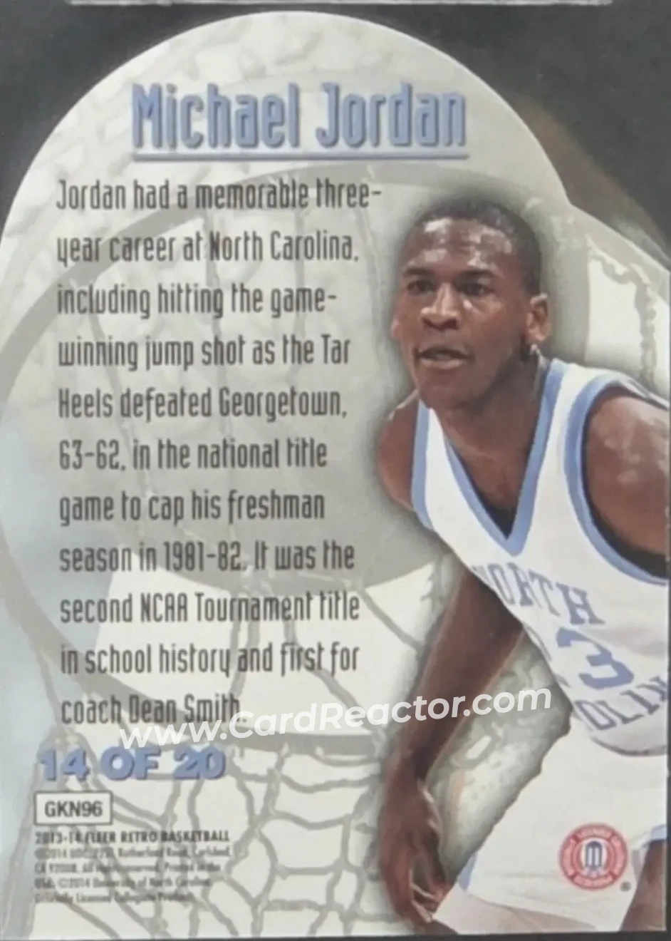 2013-14 Fleer Retro - '95-96 Metal Universe Maximum Metal #14 - Michael Jordan - North Carolina Tar Heels - Back