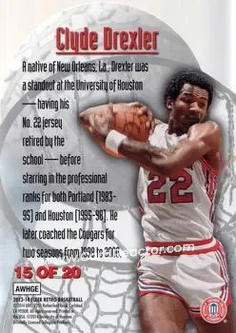 2013-14 Fleer Retro - '95-96 Metal Universe Maximum Metal #15 - Clyde Drexler - Houston Cougars - Back