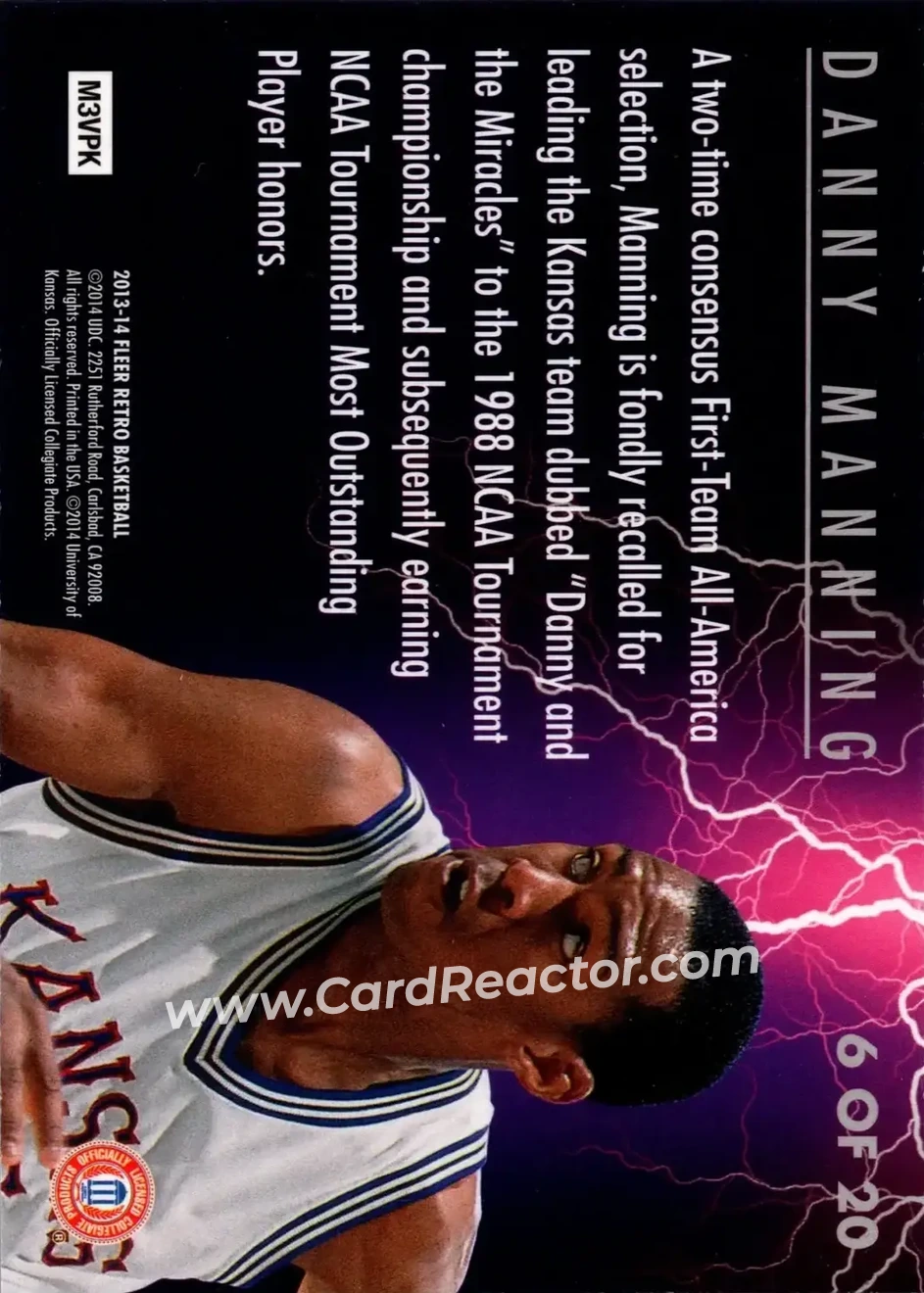 2013-14 Fleer Retro - '93-94 Ultra Scoring Kings #6 - Danny Manning - Kansas Jayhawks - Back