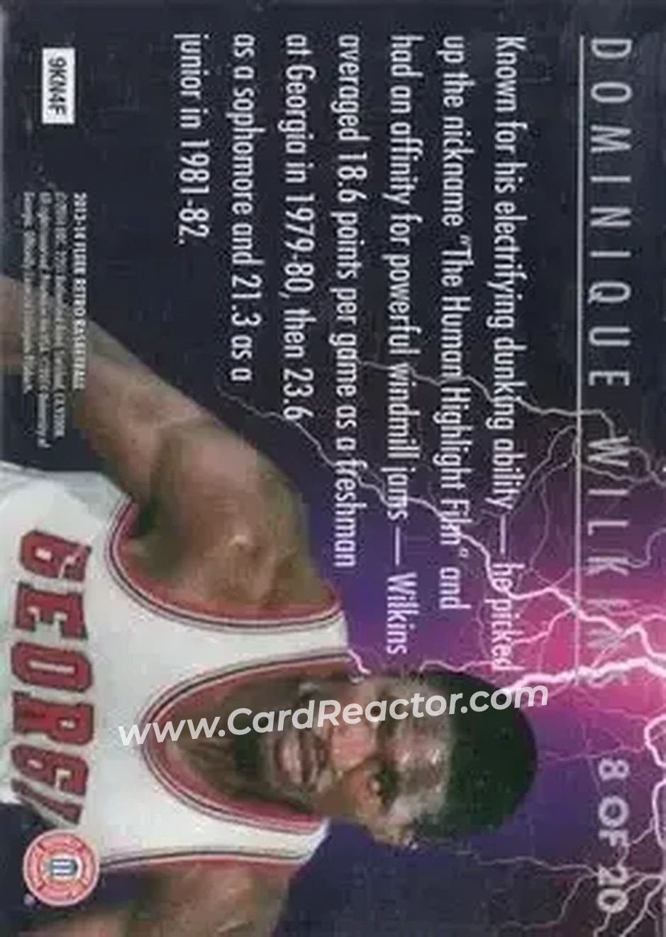 2013-14 Fleer Retro - '93-94 Ultra Scoring Kings #8 - Dominique Wilkins - Georgia Bulldogs - Back 2013-14 Fleer Retro - '93-94 Ultra Scoring Kings #8 - Dominique Wilkins - Georgia Bulldogs - Back