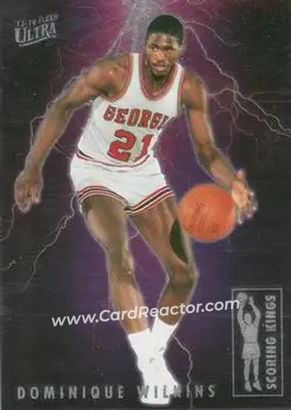 2013-14 Fleer Retro - '93-94 Ultra Scoring Kings #8 - Dominique Wilkins - Georgia Bulldogs - Front 2013-14 Fleer Retro - '93-94 Ultra Scoring Kings #8 - Dominique Wilkins - Georgia Bulldogs - Front