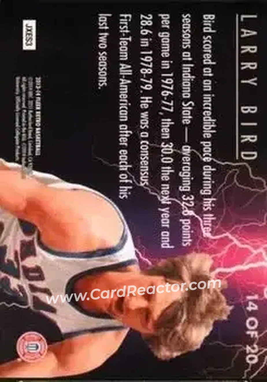 2013-14 Fleer Retro - '93-94 Ultra Scoring Kings #14 - Larry Bird - Indiana State Sycamores - Back