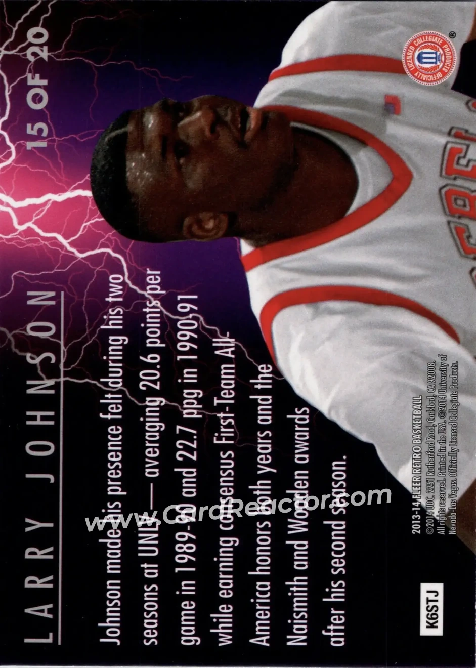 2013-14 Fleer Retro - '93-94 Ultra Scoring Kings #15 - Larry Johnson - UNLV Runnin' Rebels - Back