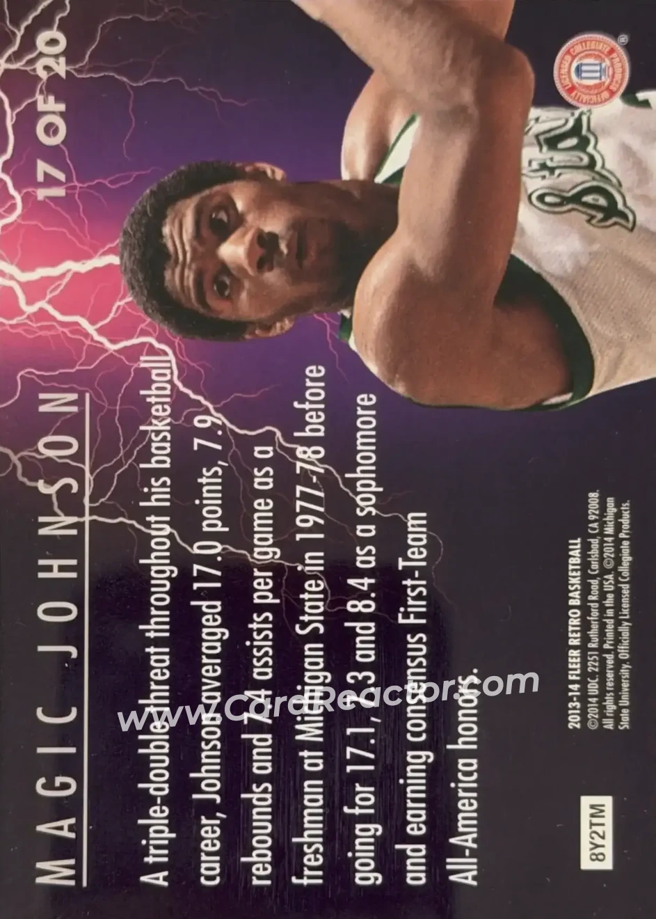 2013-14 Fleer Retro - '93-94 Ultra Scoring Kings #17 - Magic Johnson - Michigan State Spartans - Back