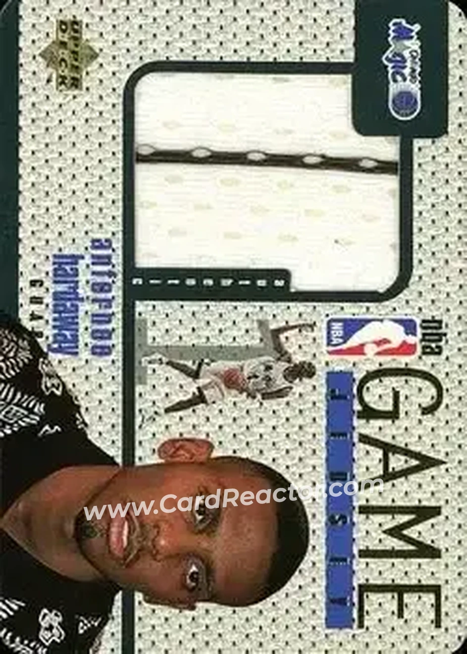 1997-98 Upper Deck - Game Jerseys #GJ4 - Anfernee Hardaway - Orlando Magic - Front 1997-98 Upper Deck - Game Jerseys #GJ4 - Anfernee Hardaway - Orlando Magic - Front