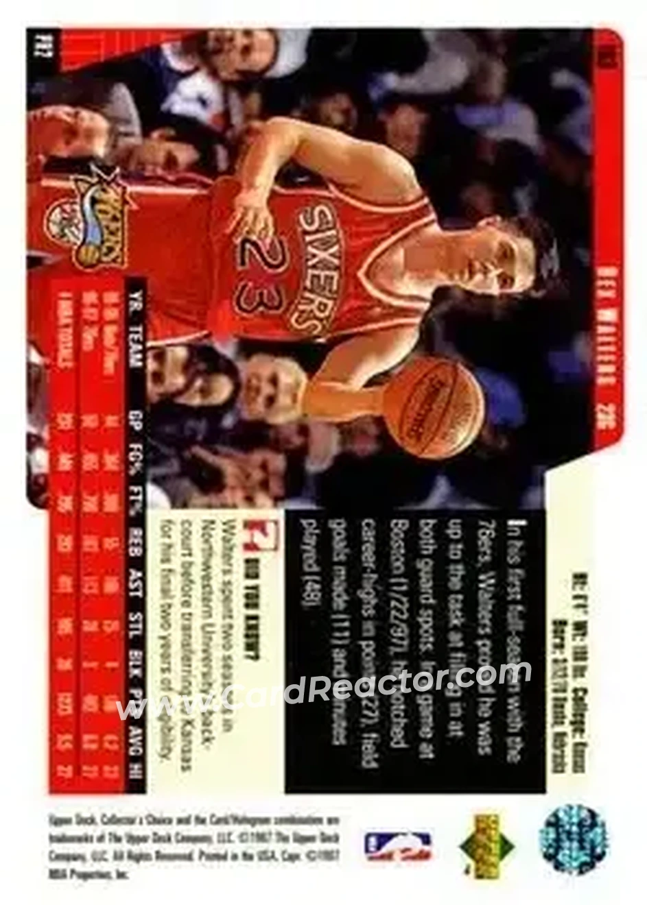 1997-98 Collector's Choice #103 - Rex Walters - Philadelphia 76ers - Back 1997-98 Collector's Choice #103 - Rex Walters - Philadelphia 76ers - Back