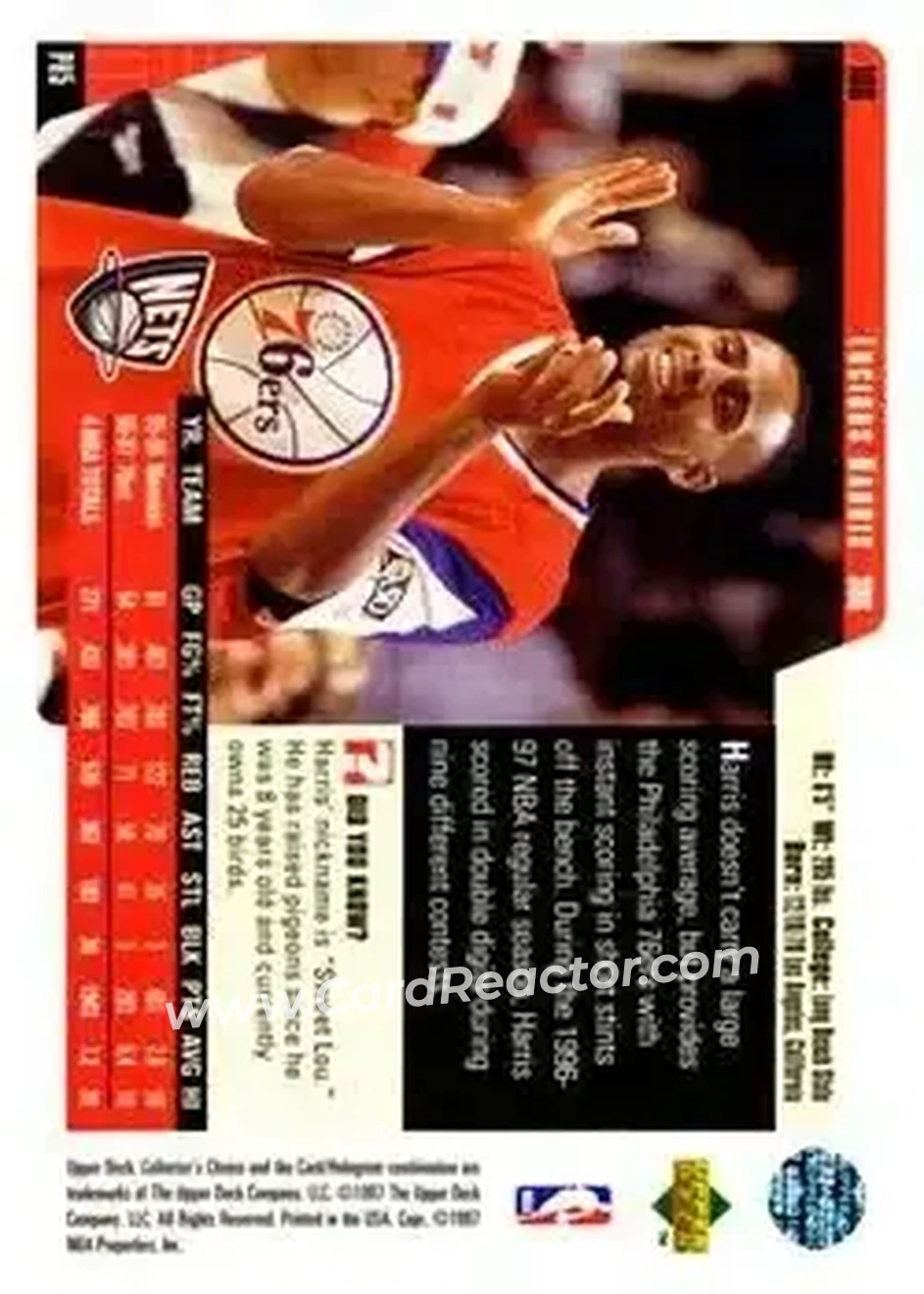1997-98 Collector's Choice #106 - Lucious Harris - New Jersey Nets - Back