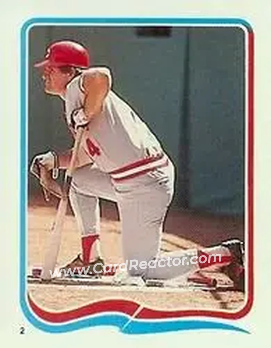 1985 Fleer Star Stickers #2 - Pete Rose - Cincinnati Reds - Front