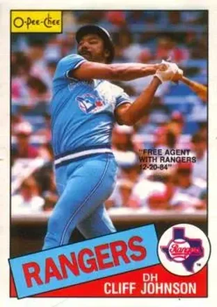 1985 O-Pee-Chee #7 - Cliff Johnson - Texas Rangers