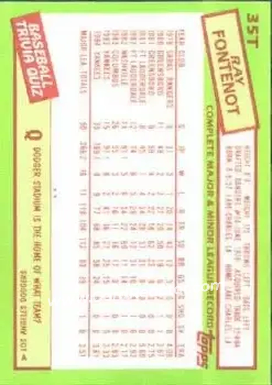 1985 Topps Traded #35T - Ray Fontenot - Chicago Cubs - Back
