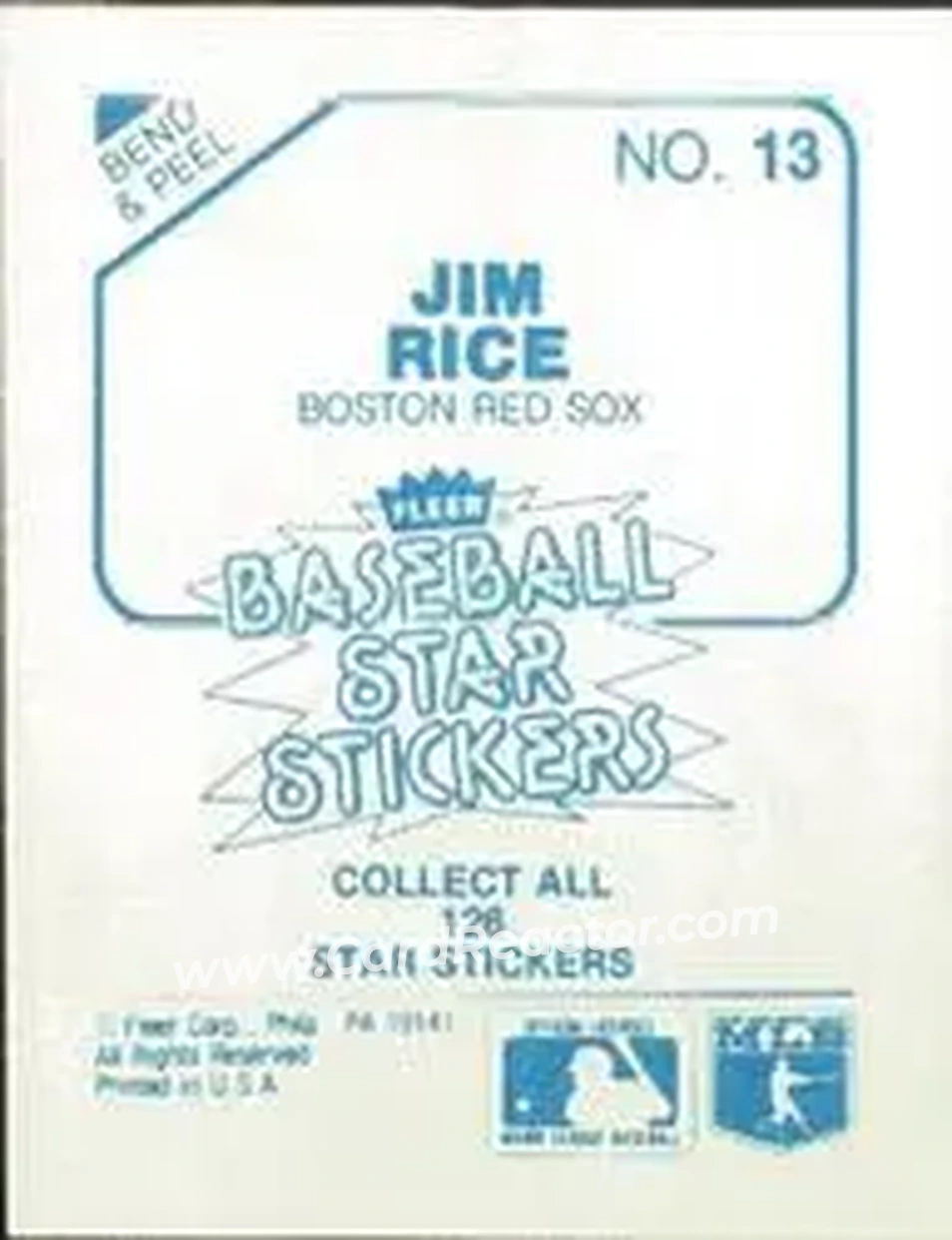 1985 Fleer Star Stickers #13 - Jim Rice - Boston Red Sox - Back