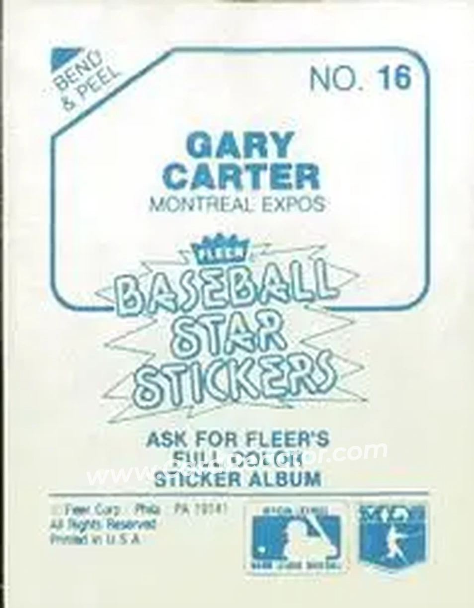 1985 Fleer Star Stickers #16 - Gary Carter - Montreal Expos - Back