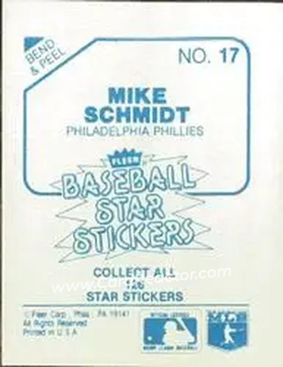 1985 Fleer Star Stickers #17 - Mike Schmidt - Philadelphia Phillies - Back