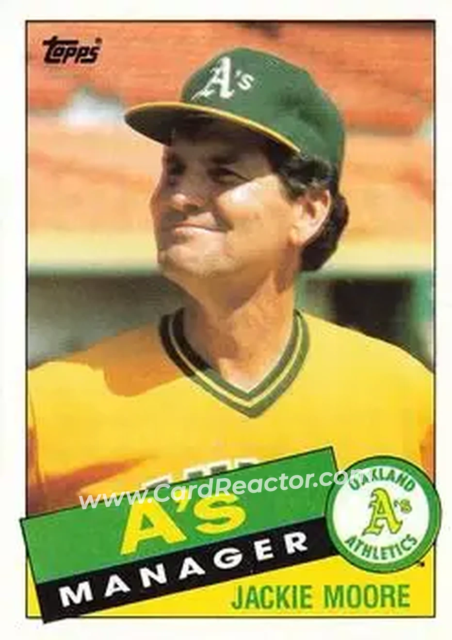 1985 Topps #38 - Jackie Moore - Oakland Athletics - Front