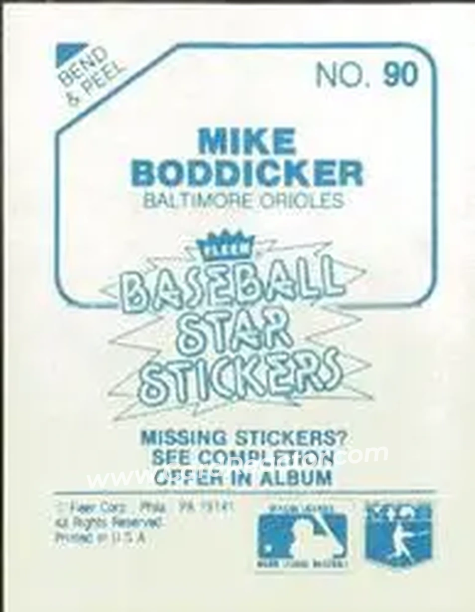 1985 Fleer Star Stickers #90 - Mike Boddicker - Baltimore Orioles - Back