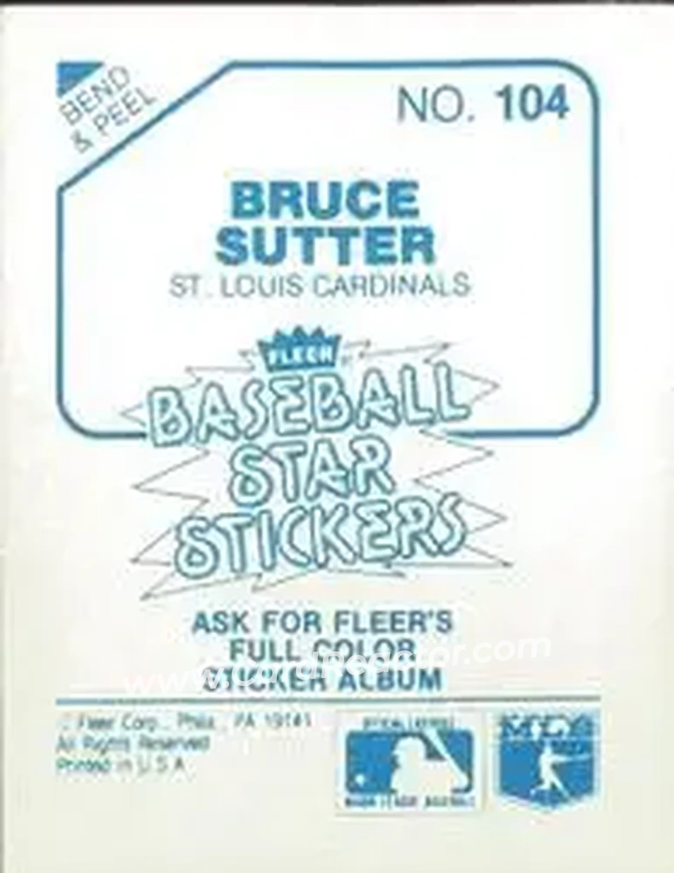 1985 Fleer Star Stickers #104 - Bruce Sutter - St. Louis Cardinals - Back 1985 Fleer Star Stickers #104 - Bruce Sutter - St. Louis Cardinals - Back