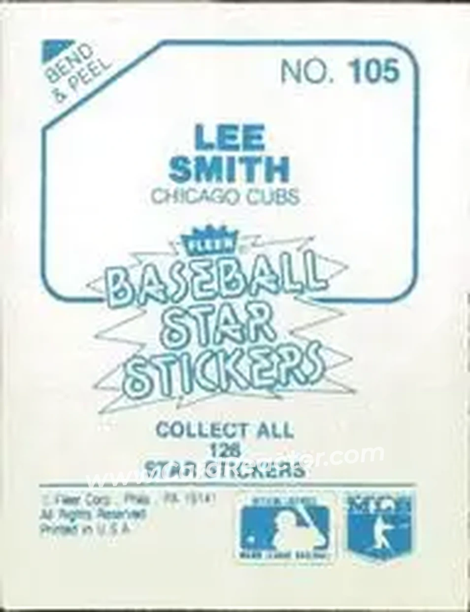 1985 Fleer Star Stickers #105 - Lee Smith - Chicago Cubs - Back 1985 Fleer Star Stickers #105 - Lee Smith - Chicago Cubs - Back