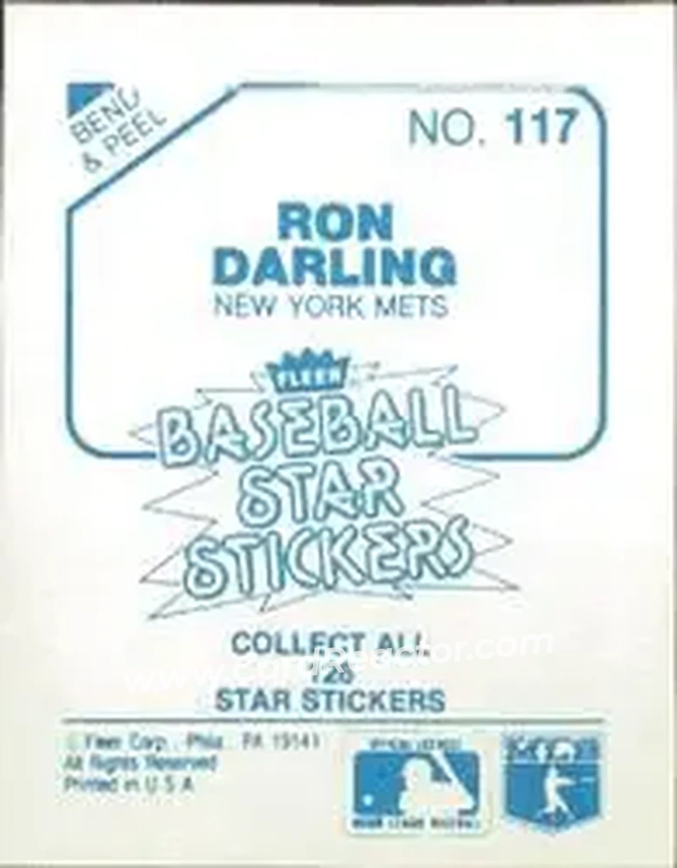 1985 Fleer Star Stickers #117 - Ron Darling - New York Mets - Back 1985 Fleer Star Stickers #117 - Ron Darling - New York Mets - Back