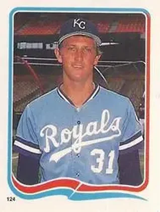 1985 Fleer Star Stickers #124 - Bret Saberhagen - Kansas City Royals