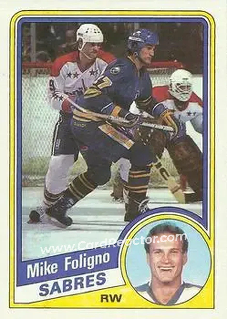 1984-85 Topps #16 - Mike Foligno - Buffalo Sabres - Front 1984-85 Topps #16 - Mike Foligno - Buffalo Sabres - Front