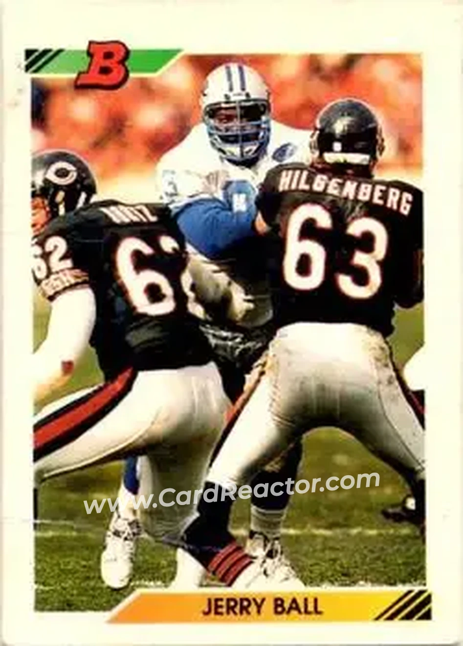 1992 Bowman #109 - Jerry Ball - Detroit Lions - Front 1992 Bowman #109 - Jerry Ball - Detroit Lions - Front