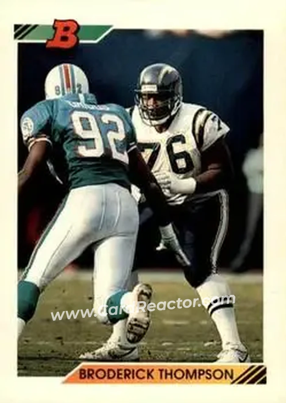 1992 Bowman #286 - Broderick Thompson - San Diego Chargers - Front