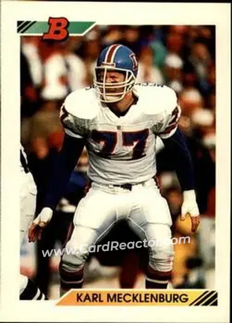1992 Bowman #342 - Karl Mecklenburg - Denver Broncos - Front 1992 Bowman #342 - Karl Mecklenburg - Denver Broncos - Front