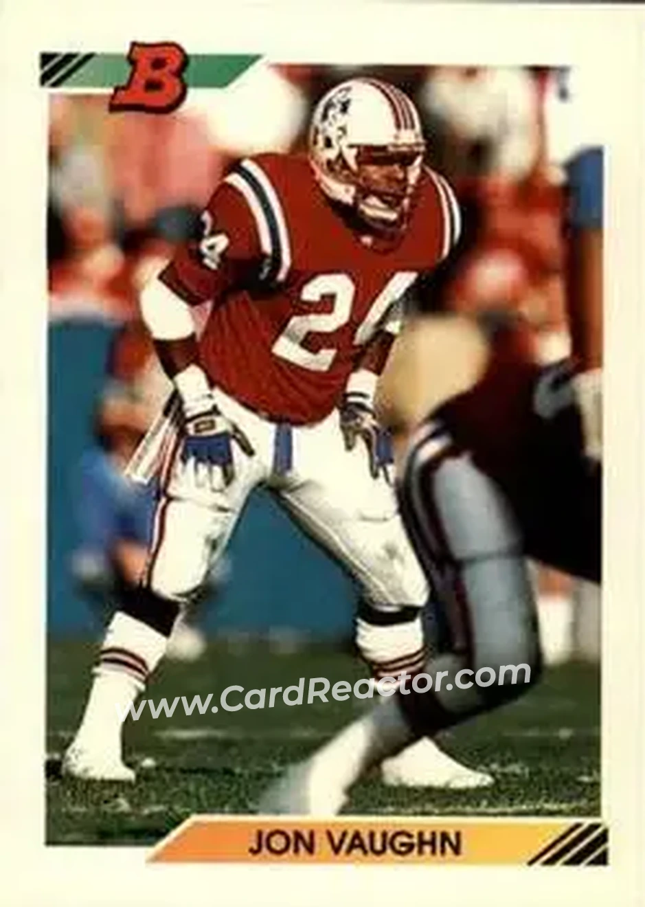 1992 Bowman #369 - Jon Vaughn - New England Patriots - Front