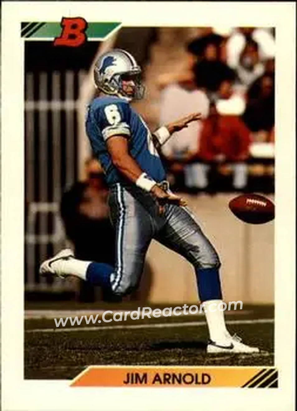 1992 Bowman #428 - Jim Arnold - Detroit Lions - Front