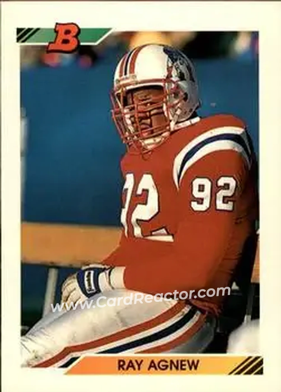 1992 Bowman #462 - Ray Agnew - New England Patriots - Front