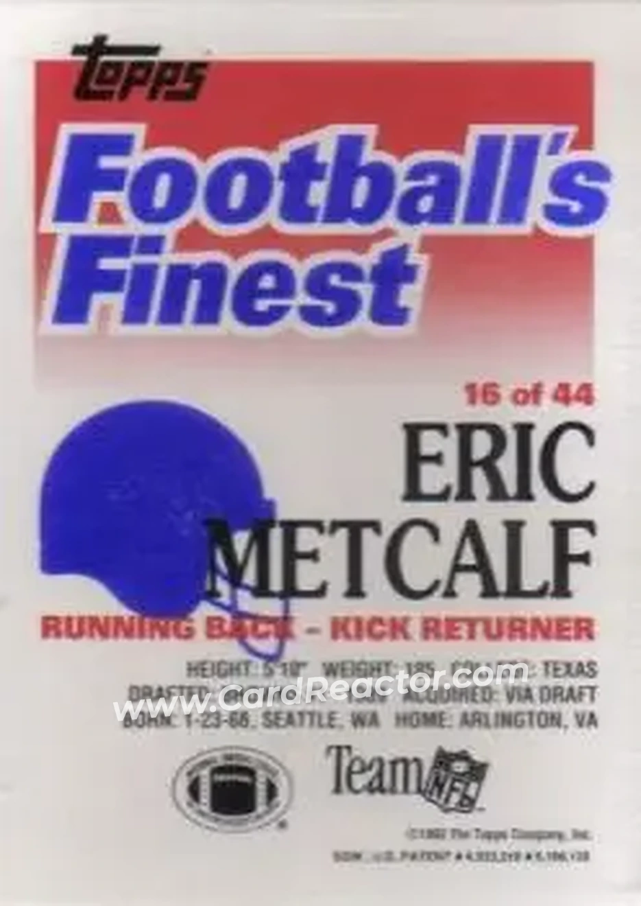 1992 Finest #16 - Eric Metcalf - Cleveland Browns - Back