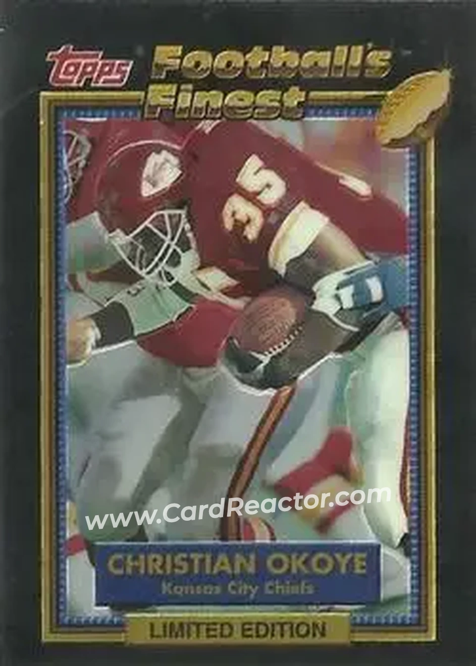 1992 Finest #22 - Christian Okoye - Kansas City Chiefs - Front 1992 Finest #22 - Christian Okoye - Kansas City Chiefs - Front